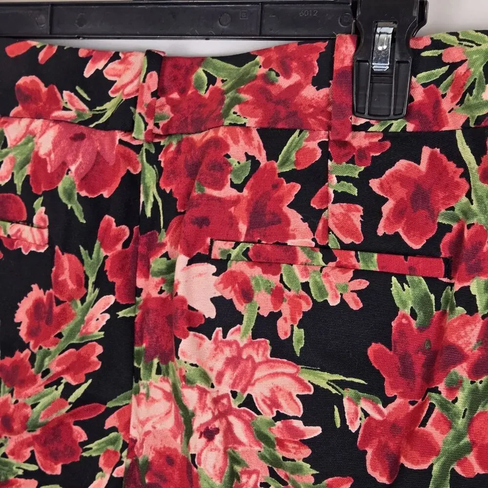 TALBOTS SIGNATURE Floral Blooms Multicolor Pockets Ankle Pants Size 6 Cottage